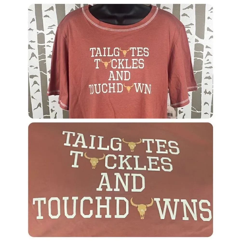 altar'd state Tailgates Tackles And Touchdowns Cropped Oversized T-Shirt S Rust